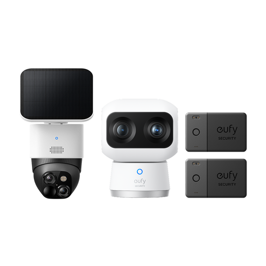 eufy SoloCam S340 + Telecamera per interni S350 + Carte eufy Security smarttrack*2