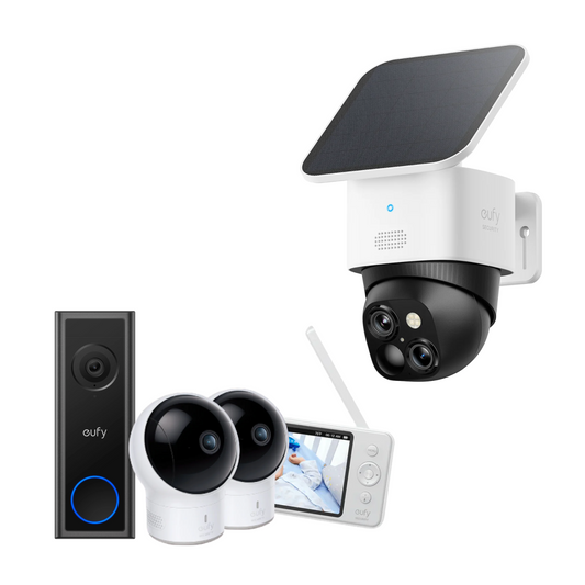 SoloCam S340 + eufy Security Videoportero C31 + Monitor per bambini E110