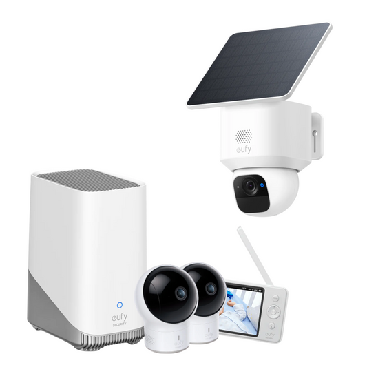 eufy SoloCam E30+HomeBase S380 (HomeBase 3)+Monitor per bambini E110