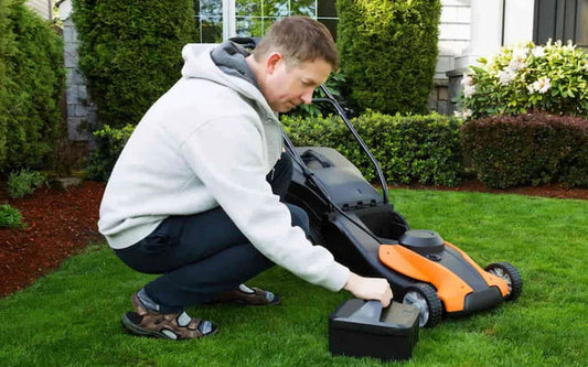 Checking battery of lawn mower
