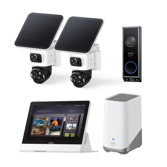eufyCam S4 Kit 2 Telecamere(HomeBase S380)+Videocitofono E340+Smart Display