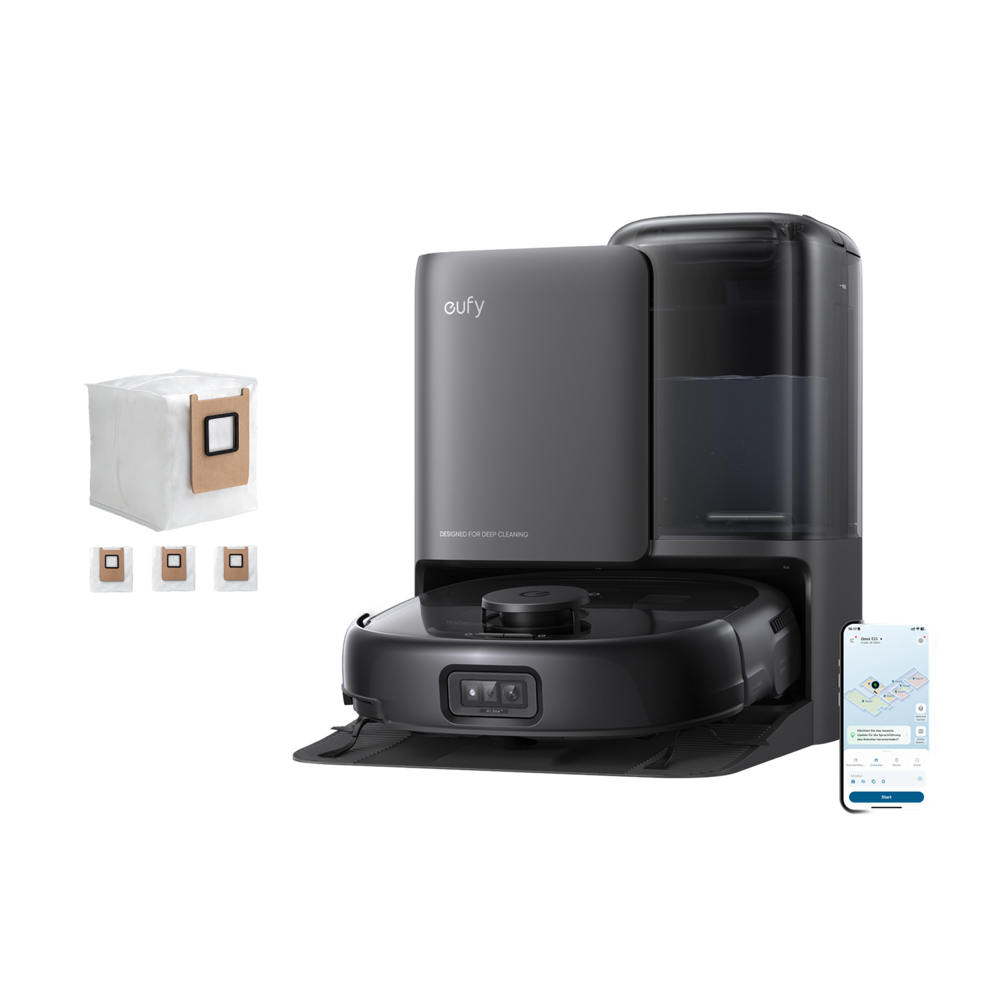 eufy Robot Vacuum Omni E25 + Sacchetto aspirapolvere eufy