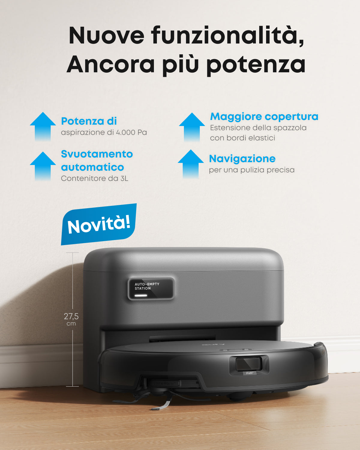 eufy C10 robot aspirapolvere con stazione di aspirazione automatica