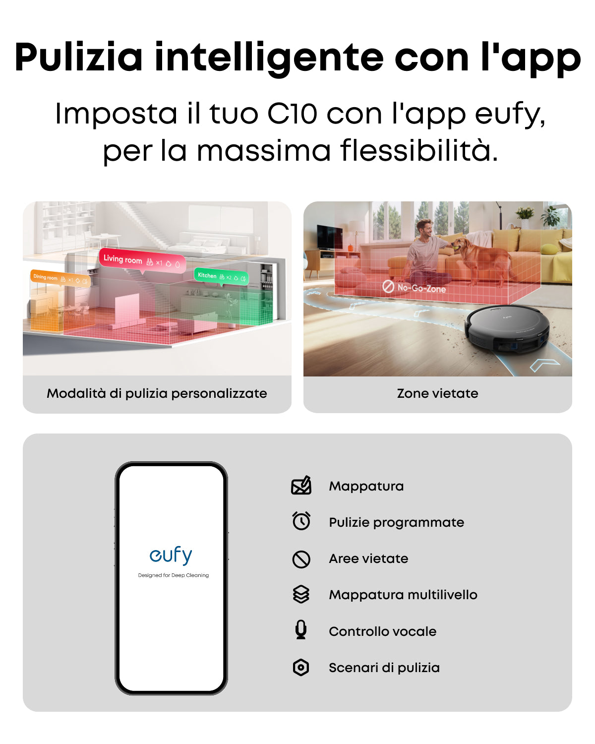 eufy C10 robot aspirapolvere con stazione di aspirazione automatica